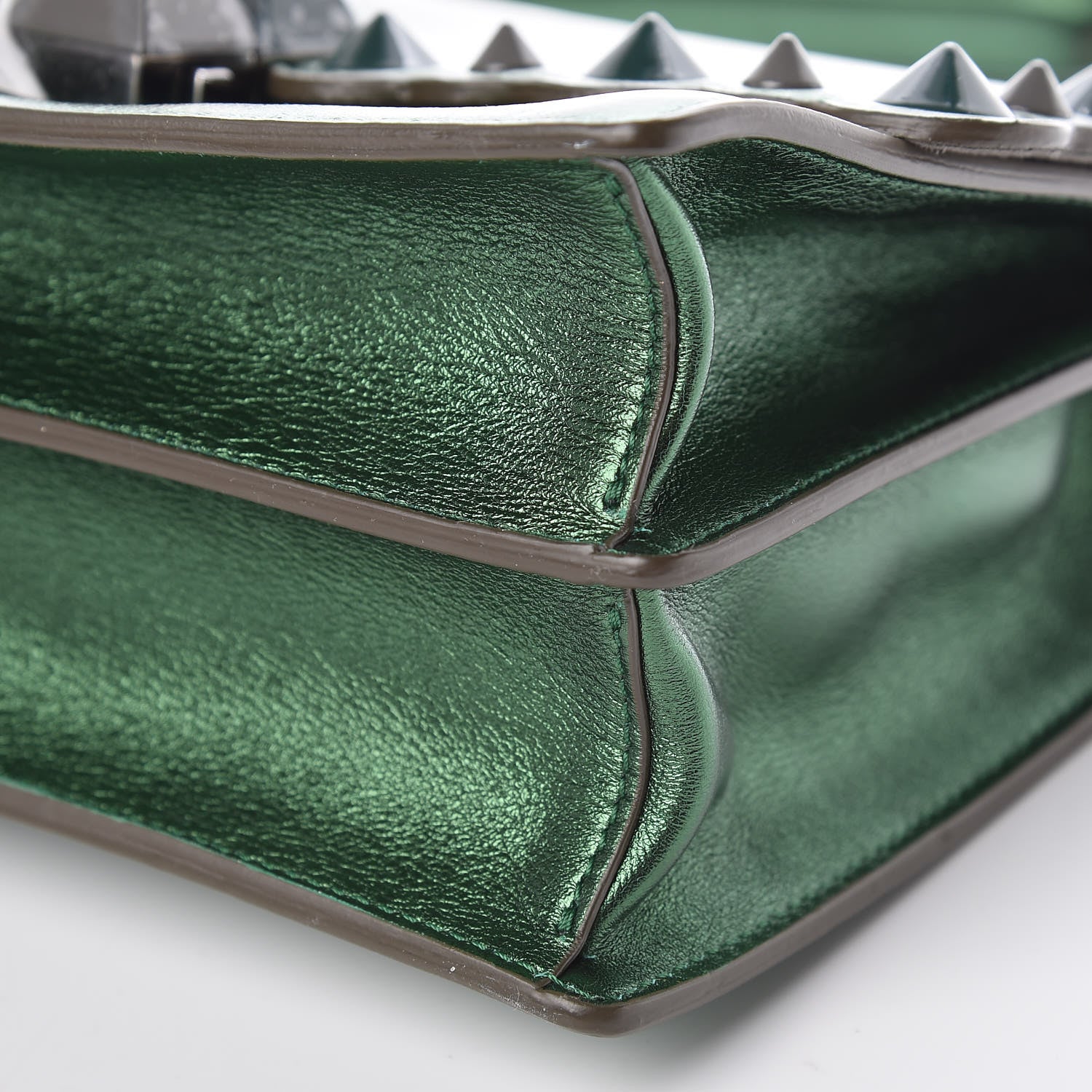 Fendi Vitello Catalan Mirror Scalloped Multi Studded Small Kan I Shoulder Bag Green 10 of 10