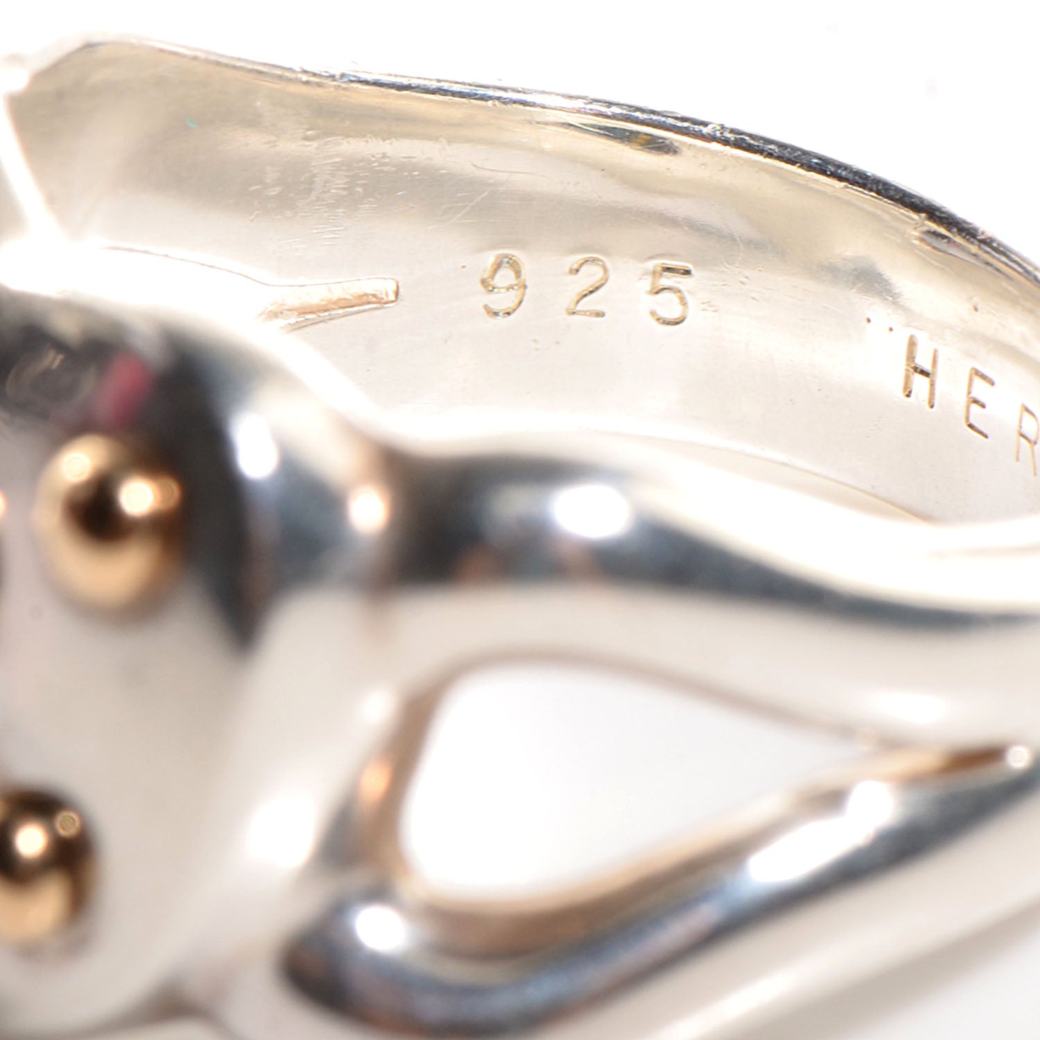 Hermes Sterling Silver 18K Gold Keyhole Heart Ring 50 US 5.25 5 of 8
