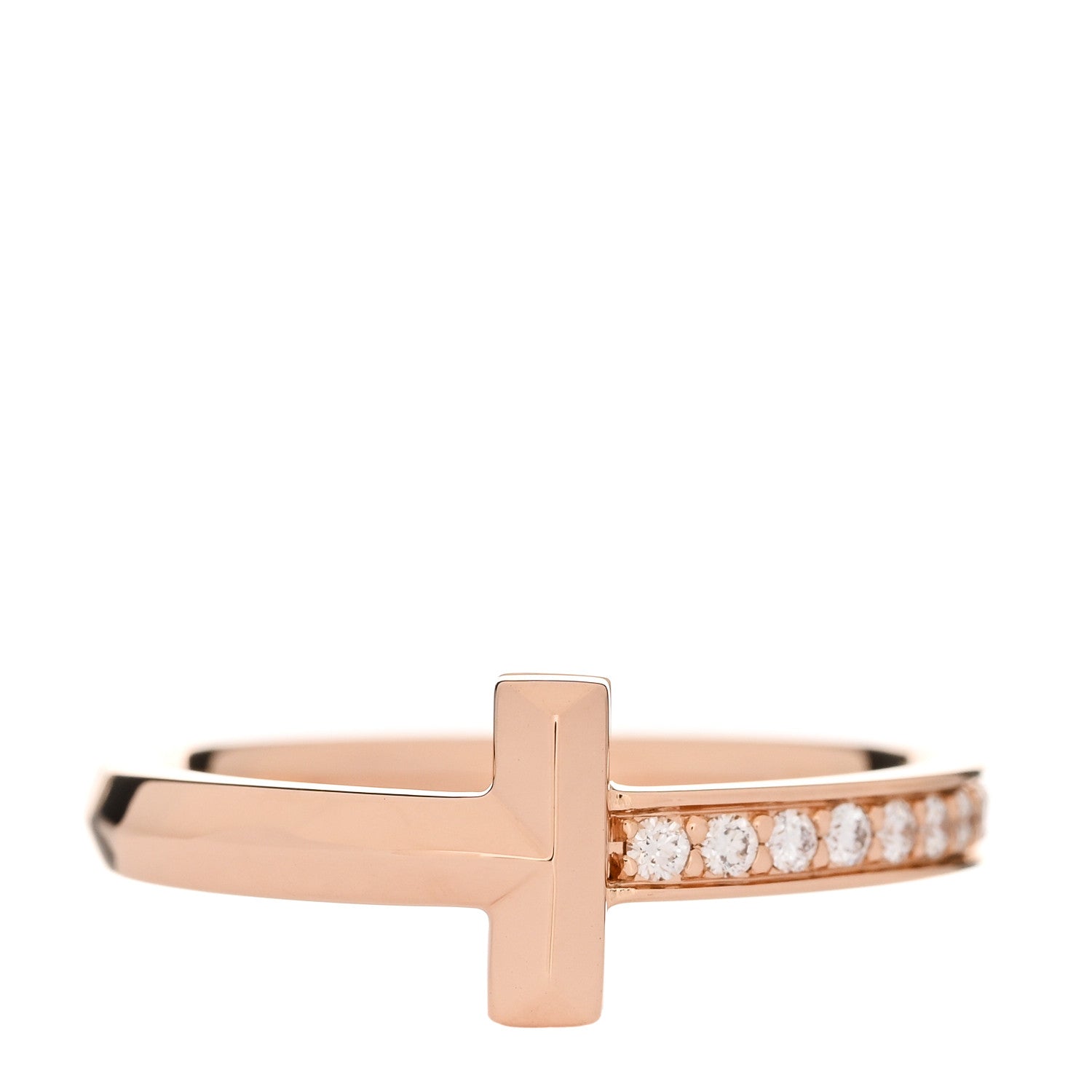Tiffany 18K Rose Gold Diamond 2.5mm T T1 Ring 52 6 1 of 5