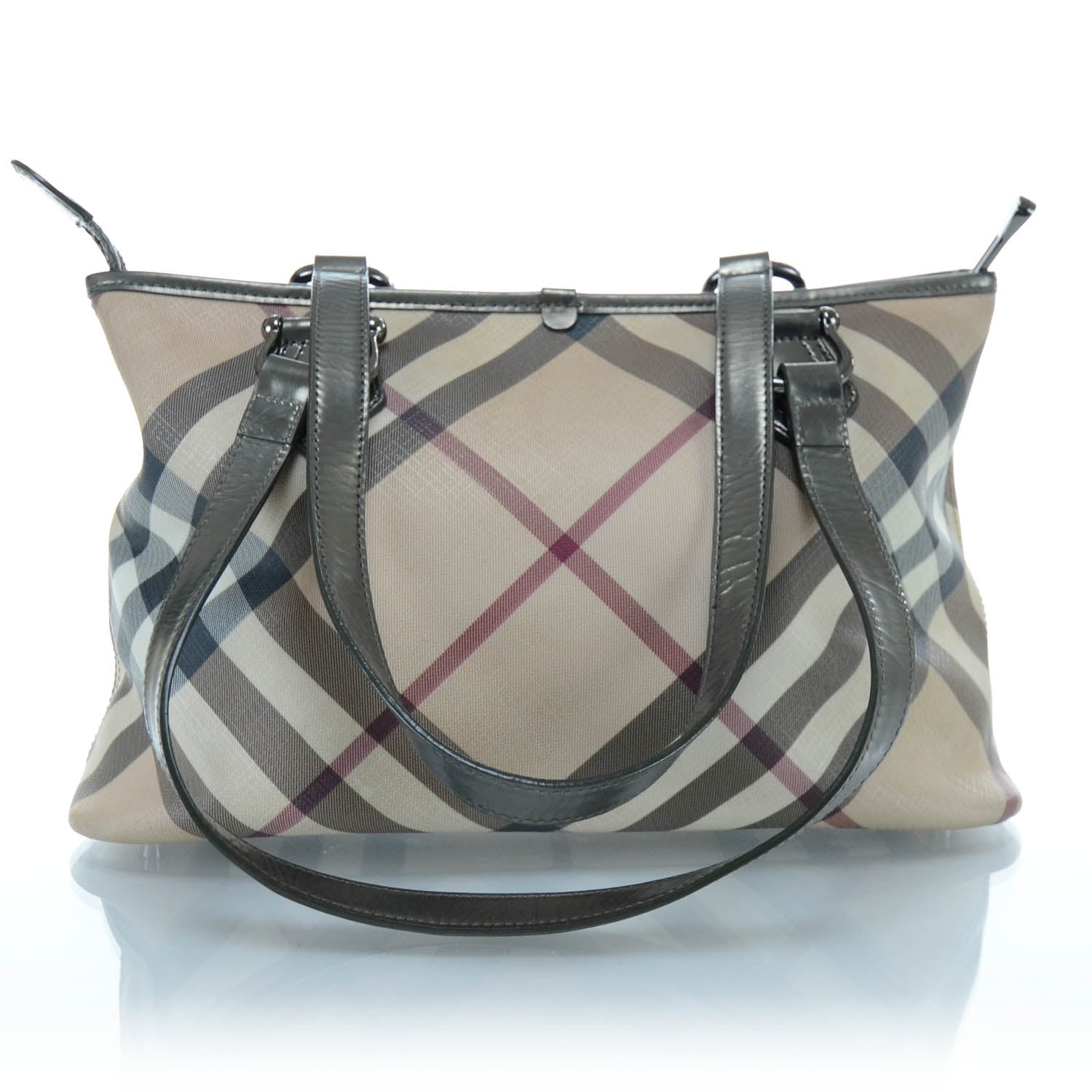 Burberry Metallic Calfskin Nova Check Tote 1 of 8