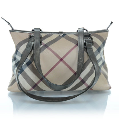Burberry Metallic Calfskin Nova Check Tote 1 of 8