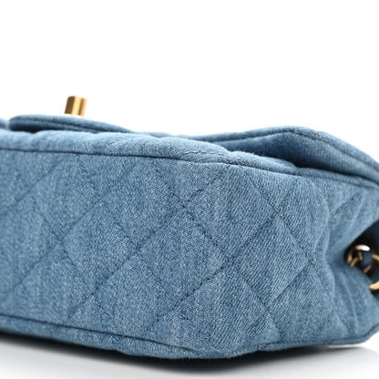 Chanel Denim Quilted Mini Pearl Crush Rectangular Flap Blue 10 of 11