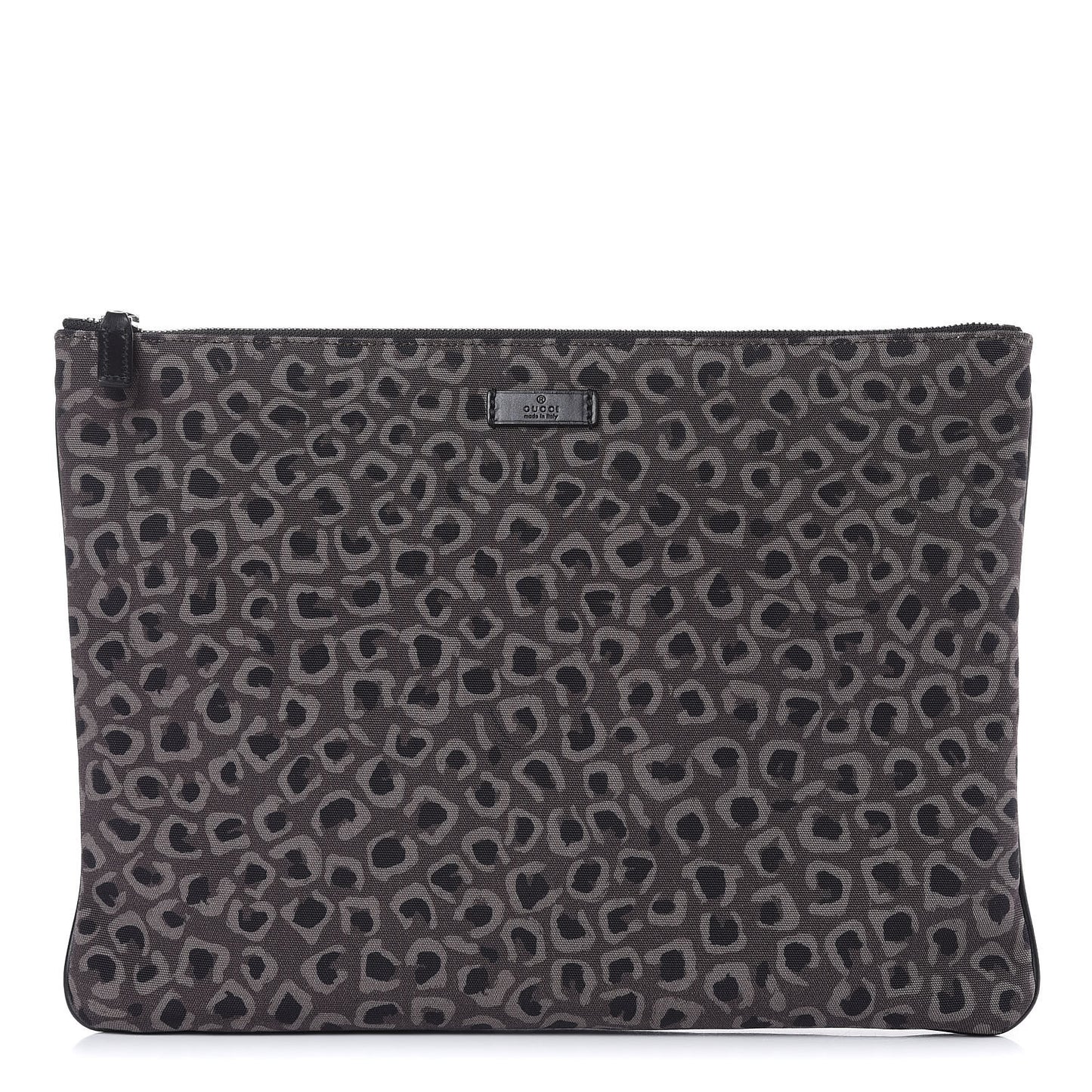 Canvas Leopard Print Clutch Grey