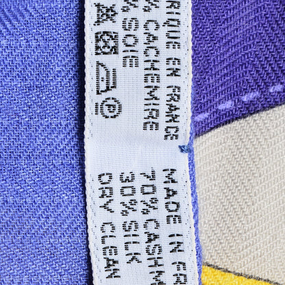 Hermes Cashmere Silk La Promenade Du Matin Shawl 140 Lavande Ciel Jaune 5 of 6