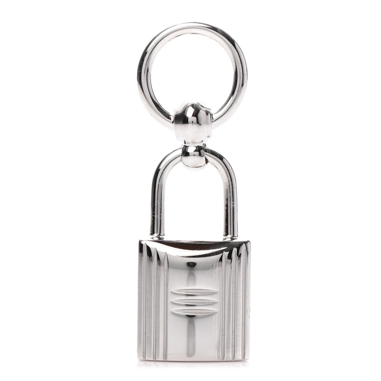 Hermes Palladium Mini Loop Charms Cadenas Scarf Ring Silver 1 of 3