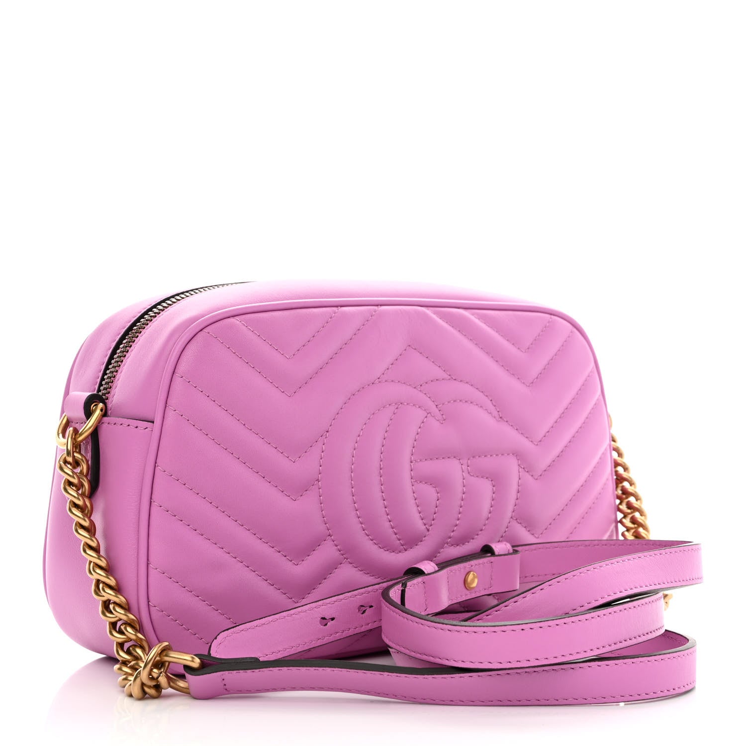 Gucci Calfskin Matelasse Small GG Marmont Chain Shoulder Bag Candy Mousse 3 of 10