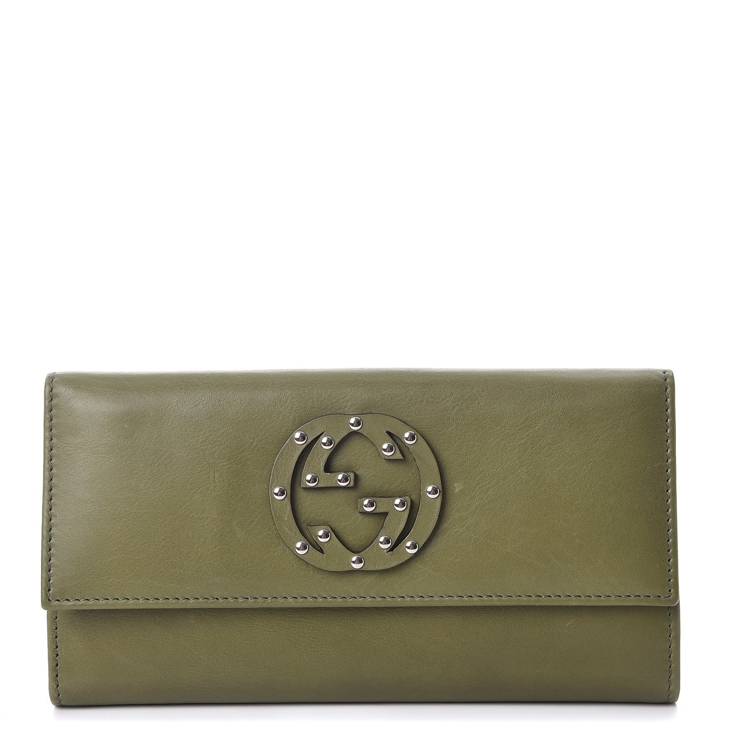 Calfskin Studded Blondie Continental Wallet Green