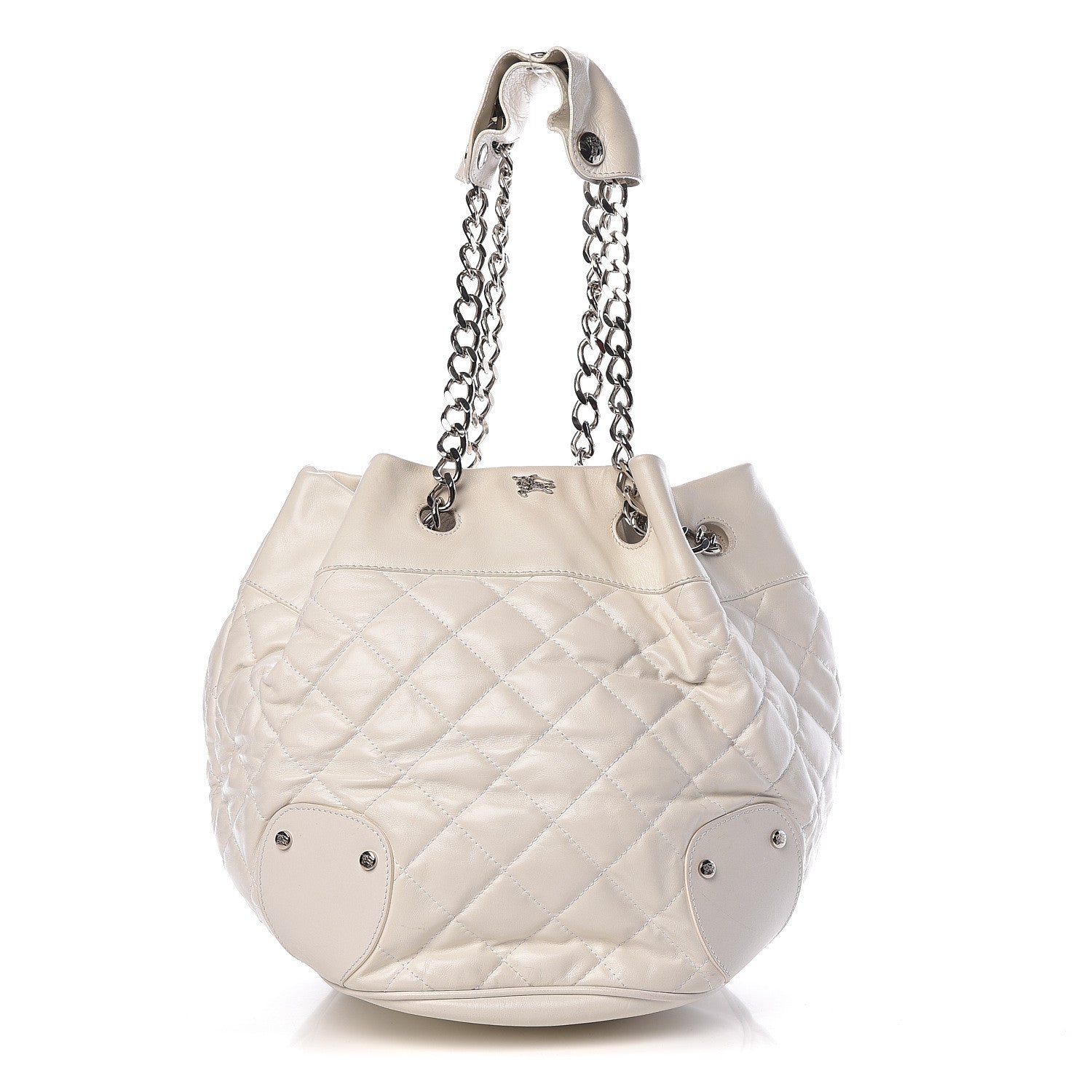 Burberry Calfskin Quilted Bucket Shoulder Bag White 1 of 20