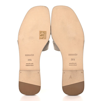Hermes Box Calfskin Oran Sandals 38.5 Beige Mastic 5 of 9