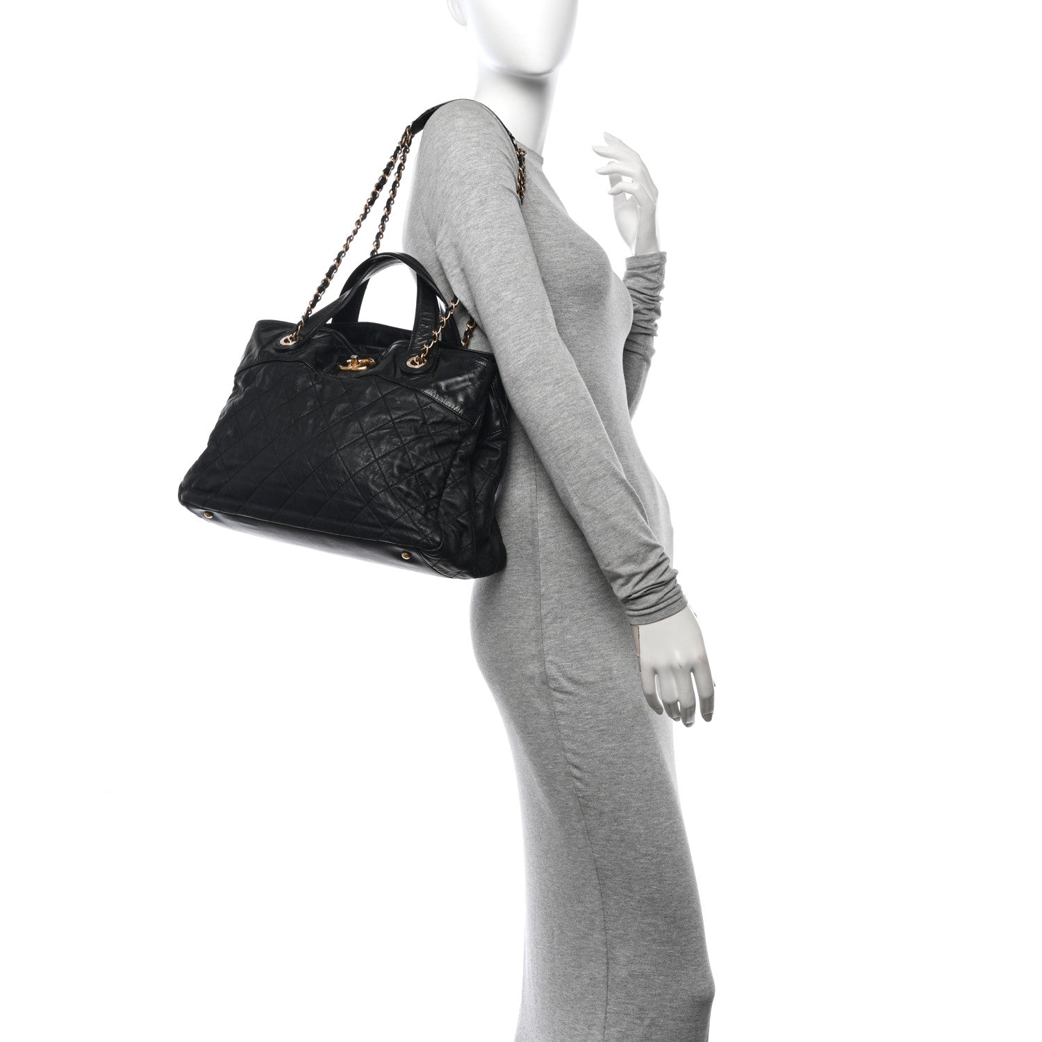Chanel Iridescent Calfskin Quilted Large In The Mix Tote Black 2 of 14