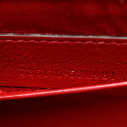 Gucci Moire Fabric Calfskin Rhinestone Monogram Monochrome Lizard Embossed Mini Bamboo 1947 Top Handle Chain Bag Red 7 of 10