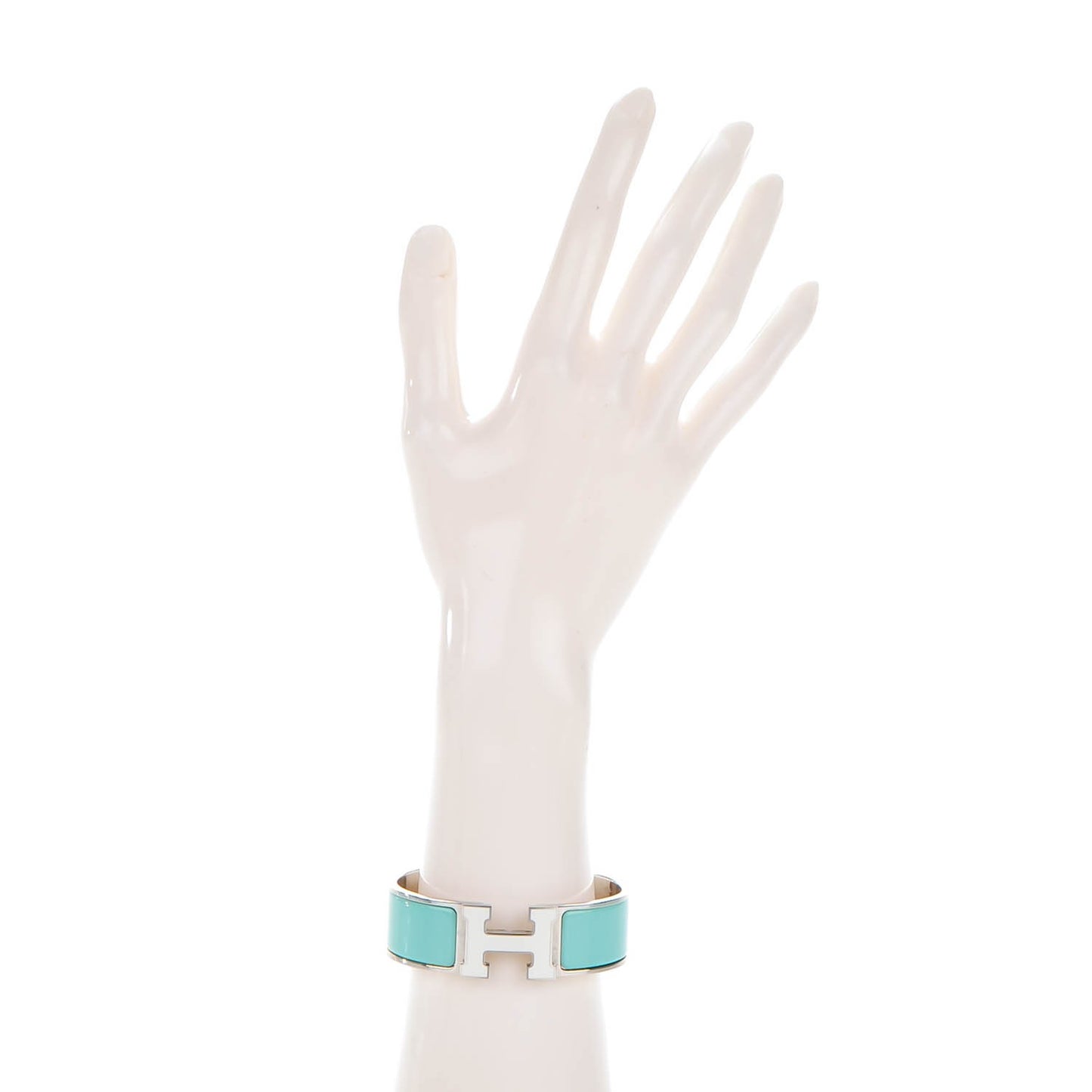 Enamel Wide Clic Clac H Bracelet GM Lagon White