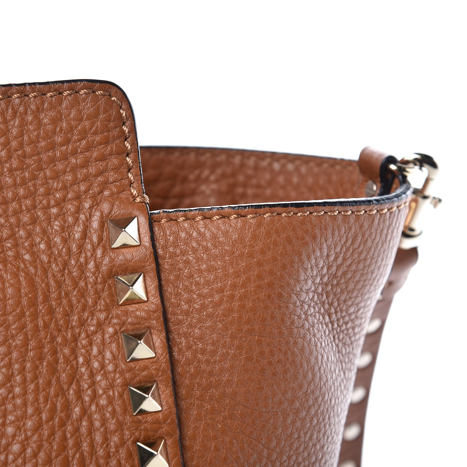 Valentino Garavani Pebbled Calfskin Medium Rockstud Tote Light Cuir 7 of 10