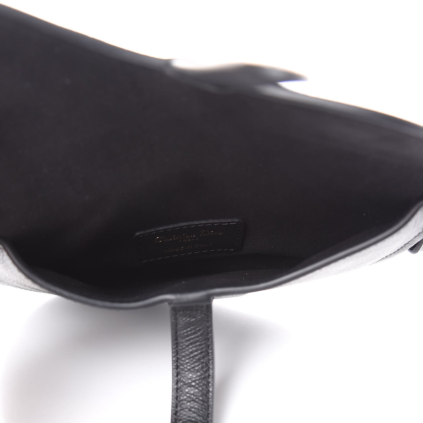 Grained Calfskin Saddle Belt Bag Black