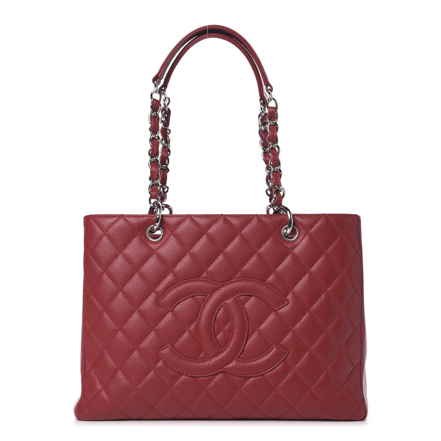 Chanel Caviar Quilted Grand Shopping Tote GST Dark Red 1 of 10