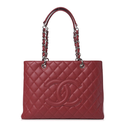 Chanel Caviar Quilted Grand Shopping Tote GST Dark Red 1 of 10