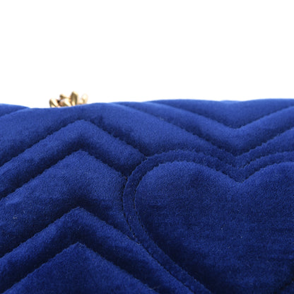 Gucci Velvet Matelasse Mini GG Marmont Shoulder Bag Cobalt Blue 12 of 12