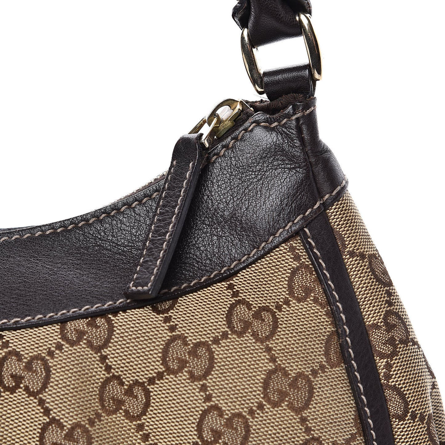 Monogram D Ring Gold Hobo Dark Brown