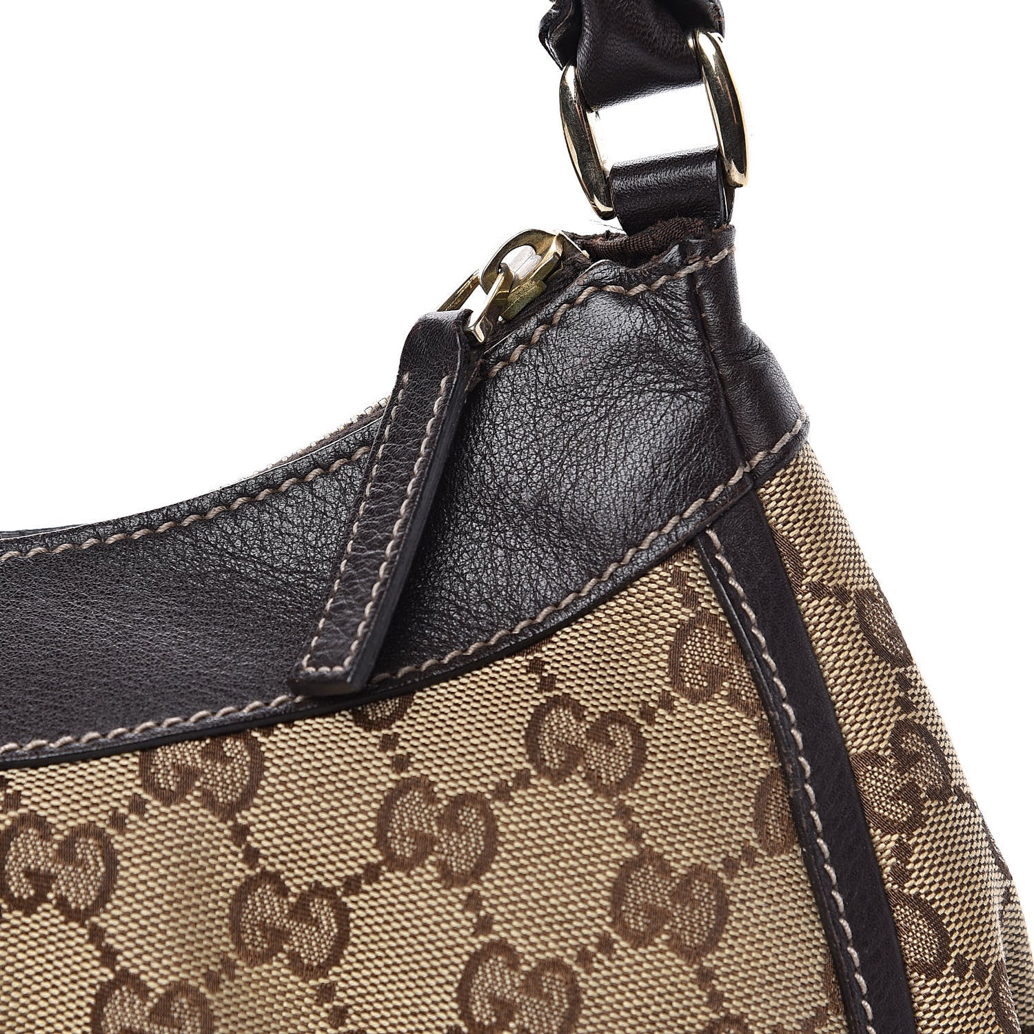 Gucci Monogram D Ring Gold Hobo Dark Brown 12 of 14