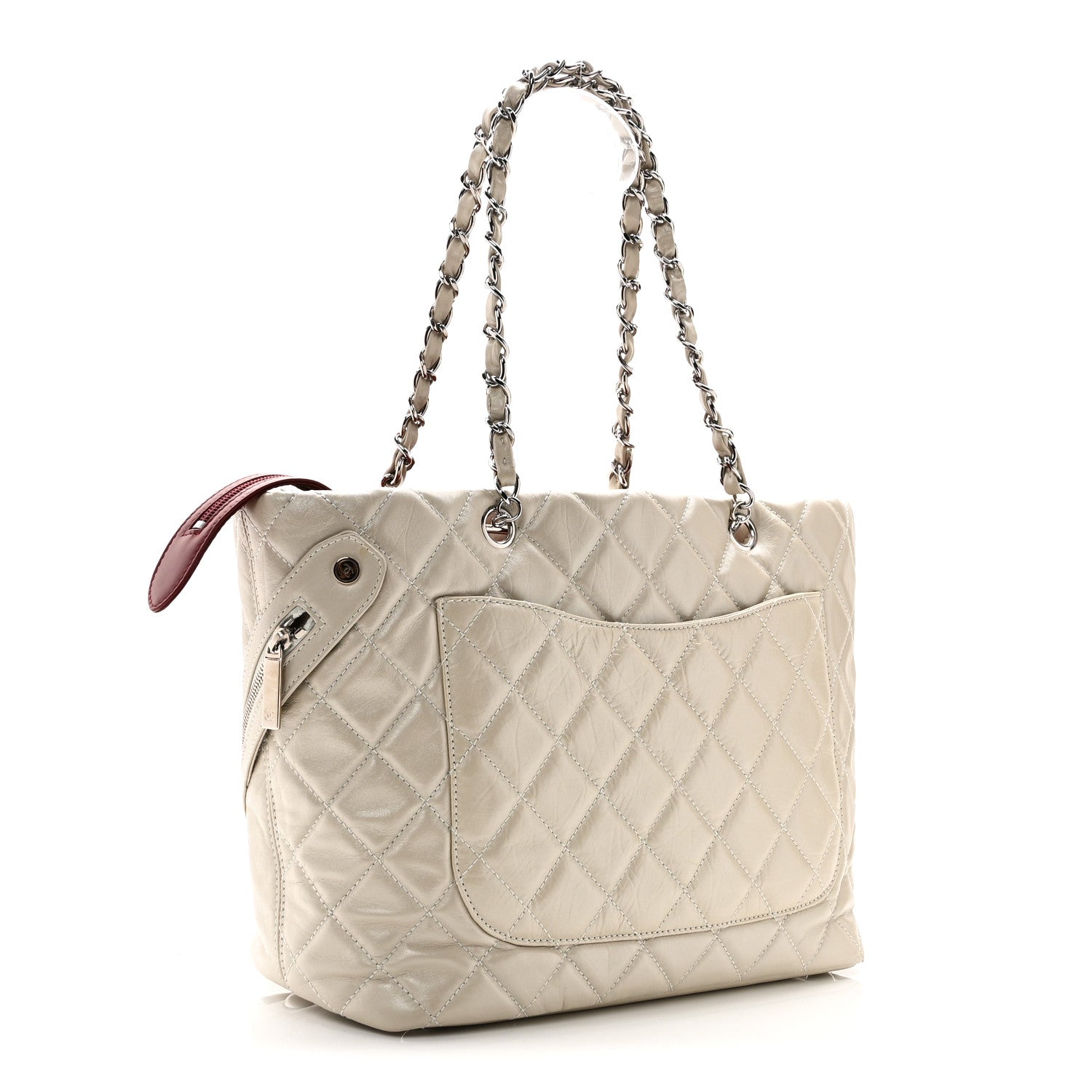 Chanel Iridescent Aged Calfskin Quilted Large Cotton Club Tote Pearl 3 of 10