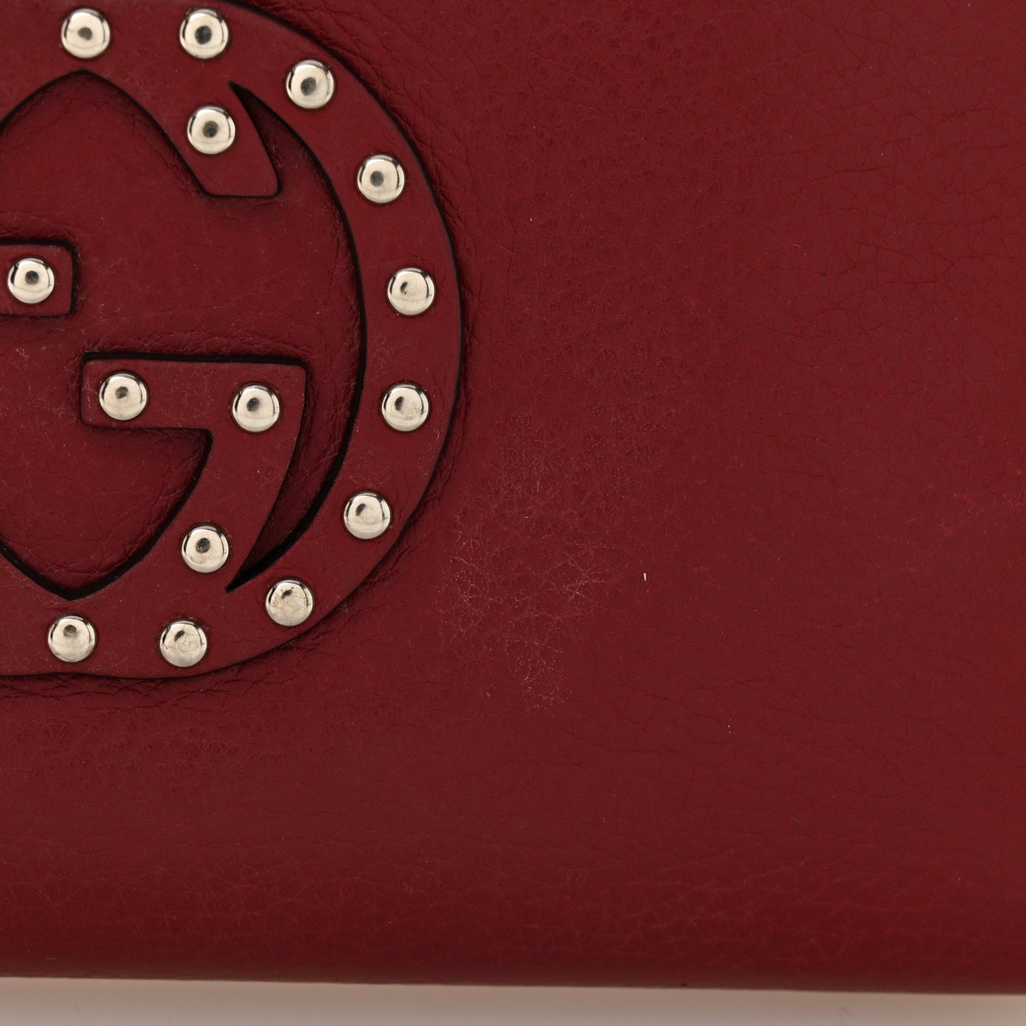 Pebbled Calfskin Studded Soho Zip Around Wallet Soft Burgundy