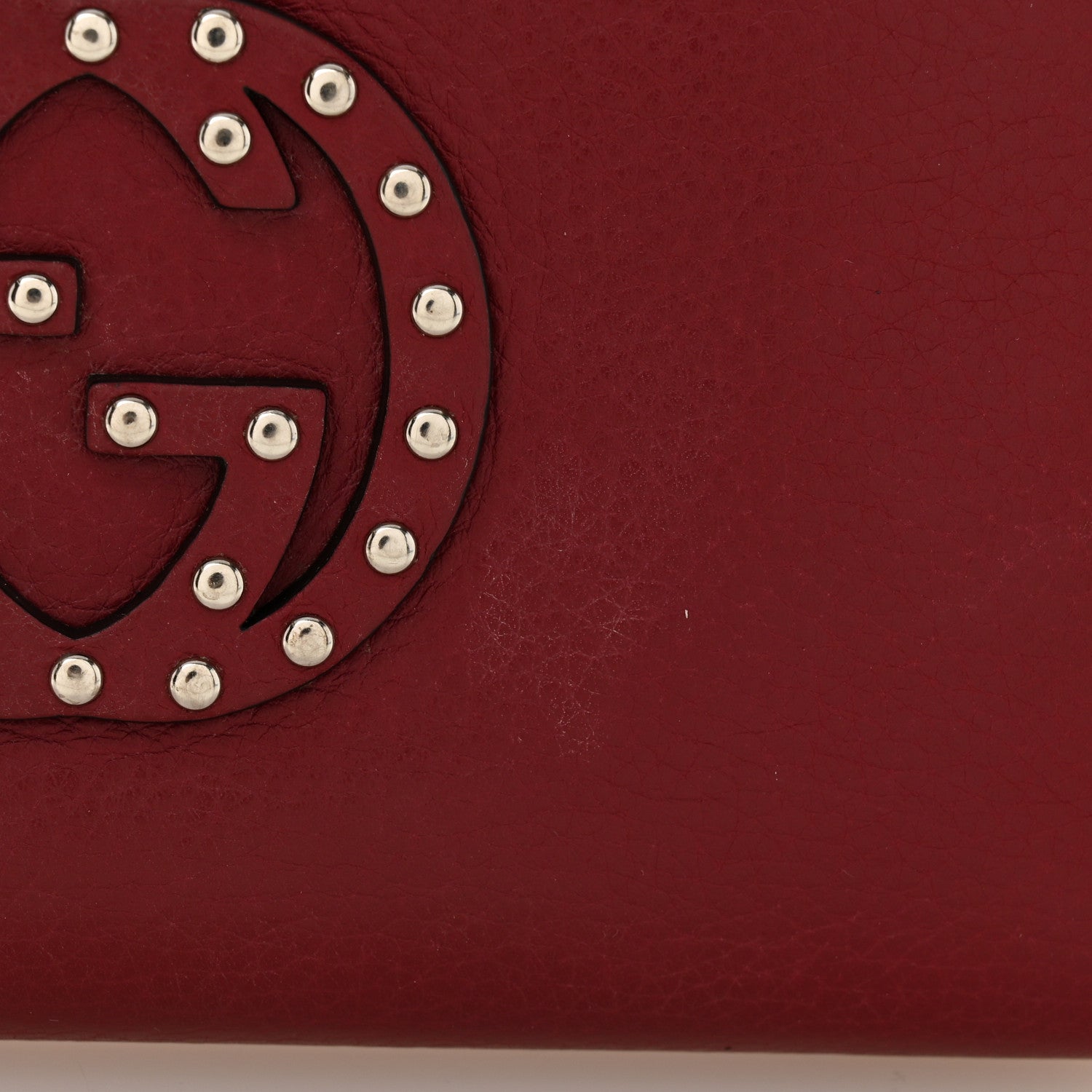 Gucci Pebbled Calfskin Studded Soho Zip Around Wallet Soft Burgundy 8 of 12