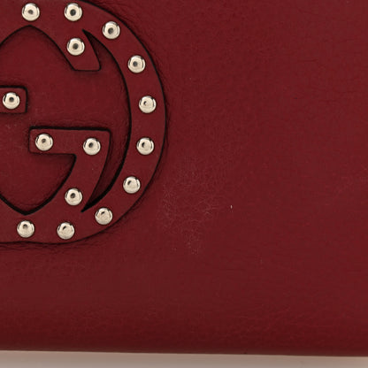 Gucci Pebbled Calfskin Studded Soho Zip Around Wallet Soft Burgundy 8 of 12
