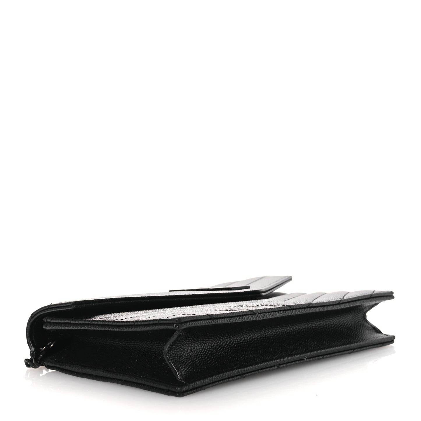 Grain De Poudre Matelasse Chevron Monogram Monochrome Envelope Chain Wallet Black