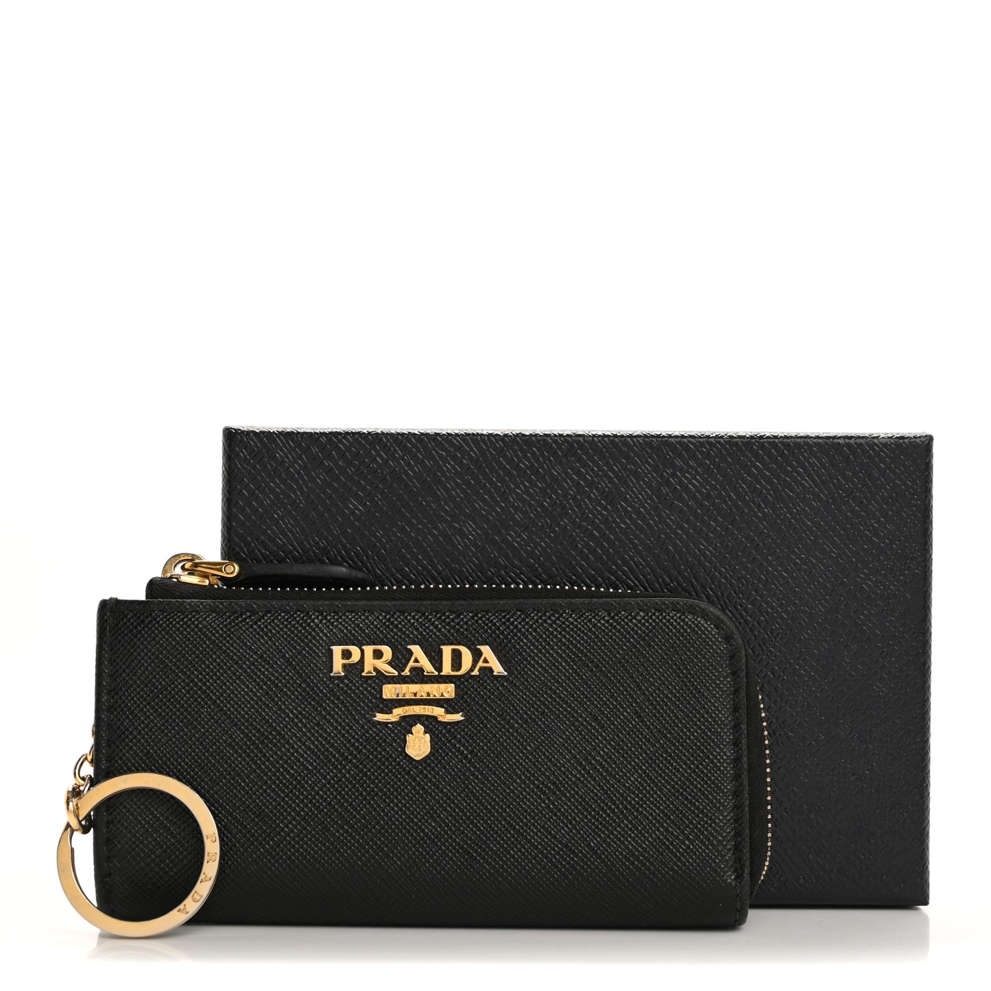 Saffiano Metal Zip Around Key Holder Black