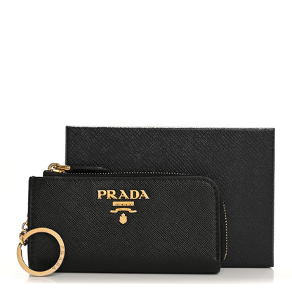 Prada Saffiano Metal Zip Around Key Holder Black 12 of 12