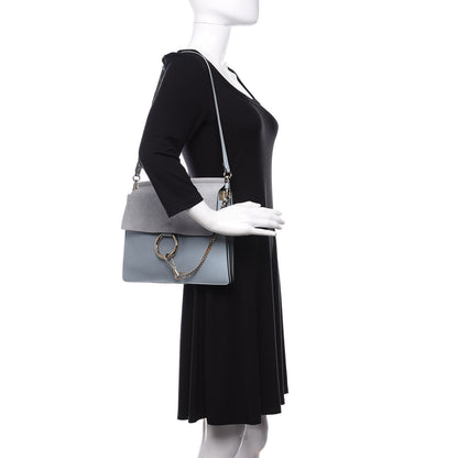 Chloe Calfskin Suede Medium Faye Shoulder Bag Washed Blue 2 of 11