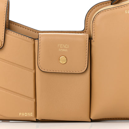 Fendi Vitello Grace Matte 3 Pocket Mini Crossbody Bag Miele Scuro 9 of 12