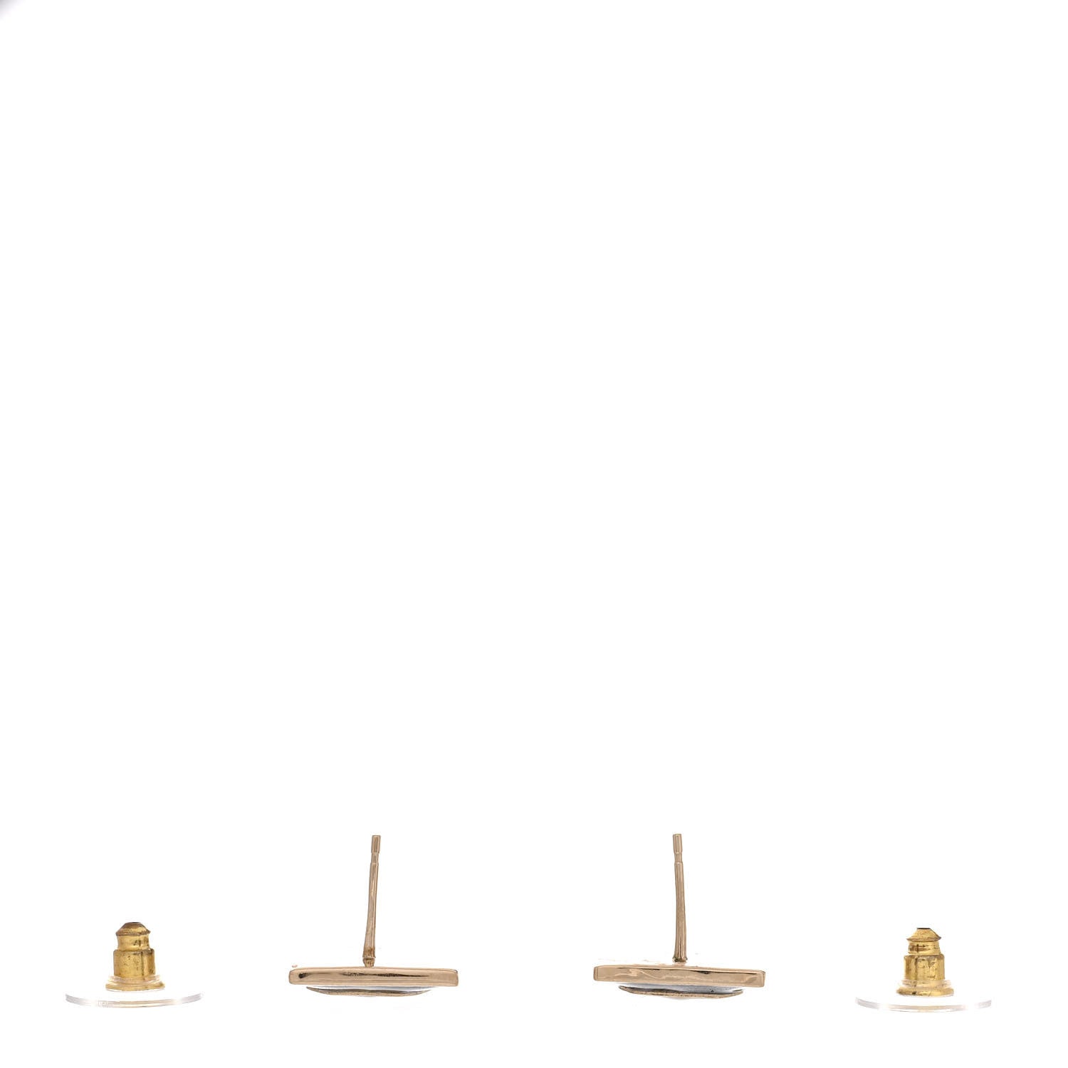 Chanel Metal Enamel CC Square Earrings Gold Black White 3 of 5