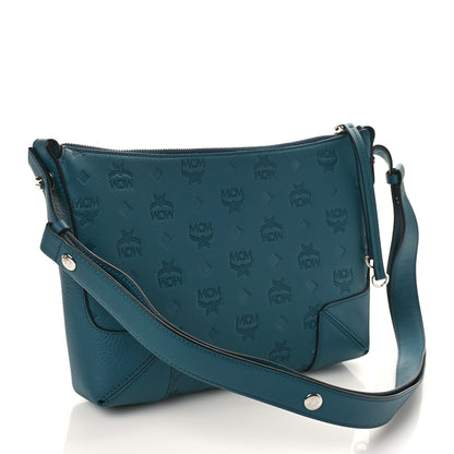 MCM Calfskin Ottomar Monogram Medium Klara Shoulder Bag Blue 2 of 8