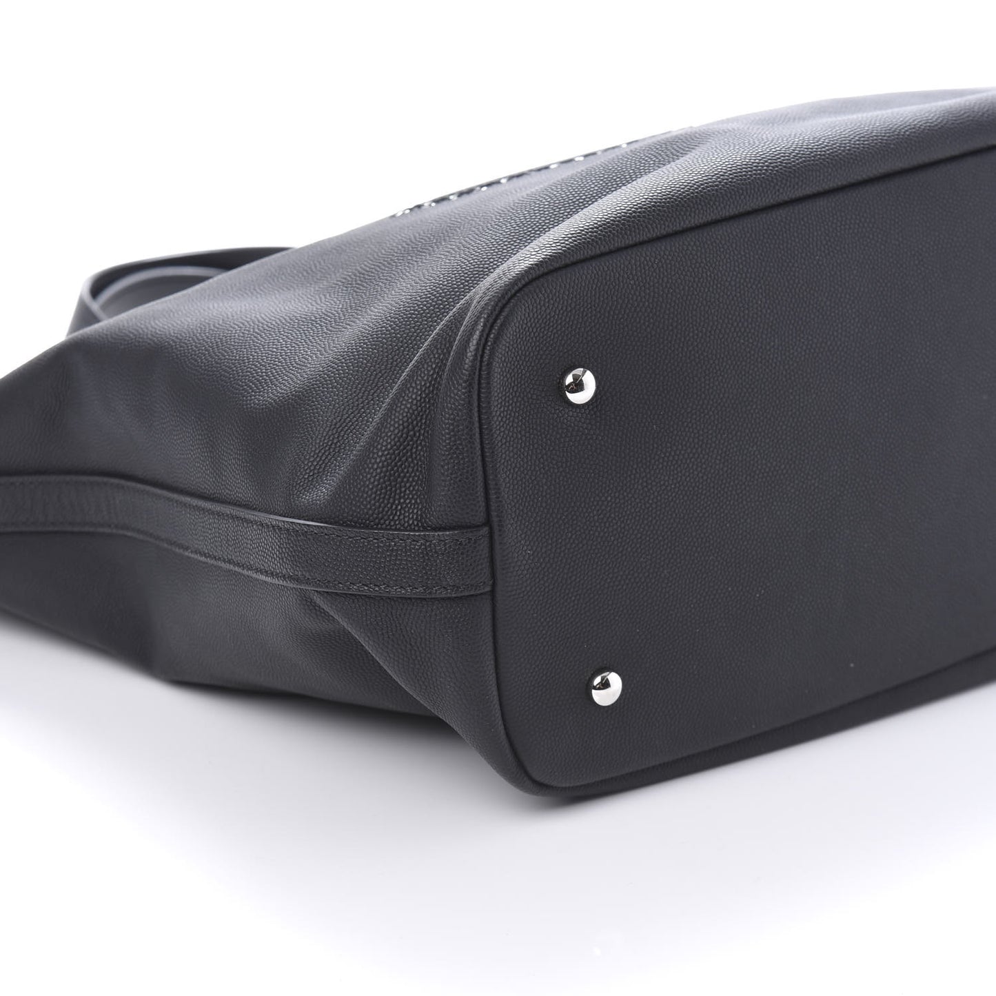 Grained Calfskin Large Coco Eyelets Shopping Tote Black