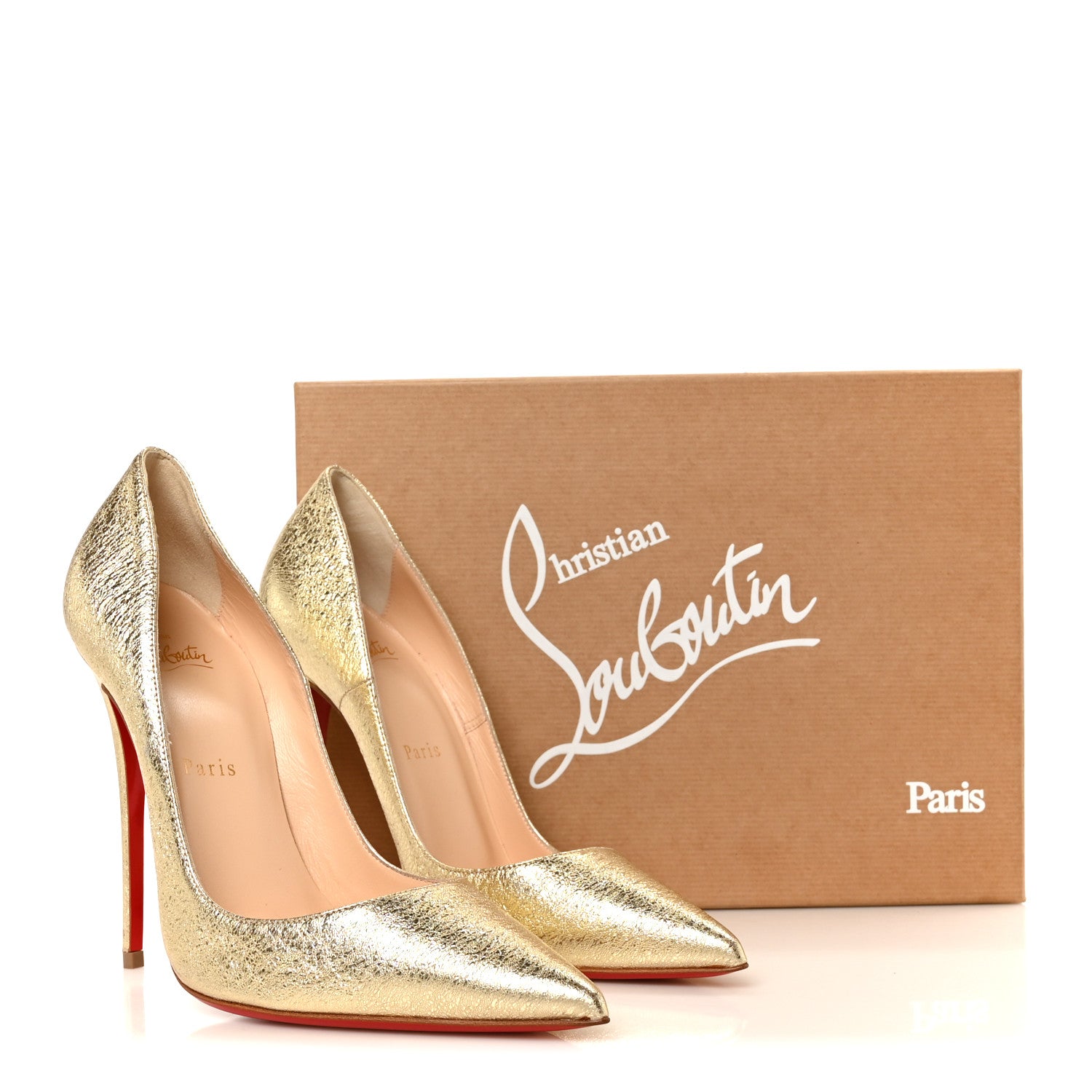 Christian Louboutin Nappa Pepite So Kate 120 Pumps 38 Gold 9 of 9