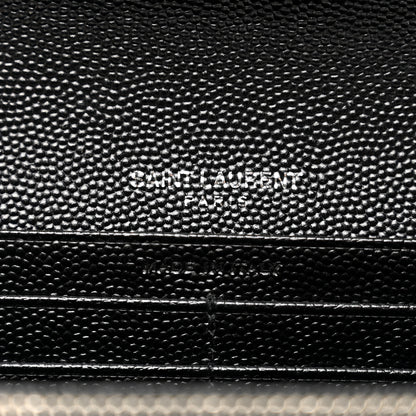 Saint Laurent Grain De Poudre Matelasse Chevron Monogram Flap Wallet Black 6 of 8
