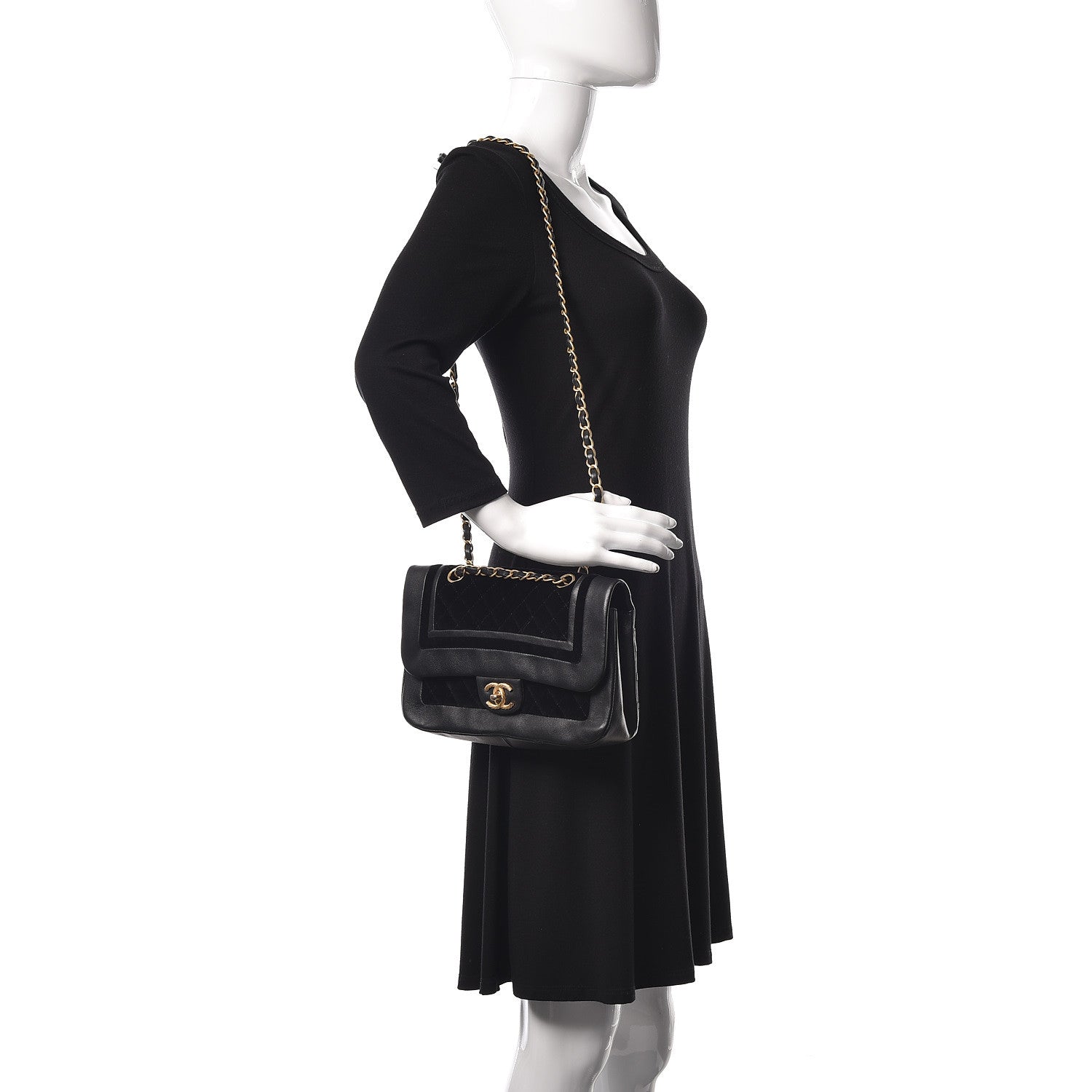 Chanel Metallic Lambskin Velvet Quilted Medium Flap Black 2 of 9