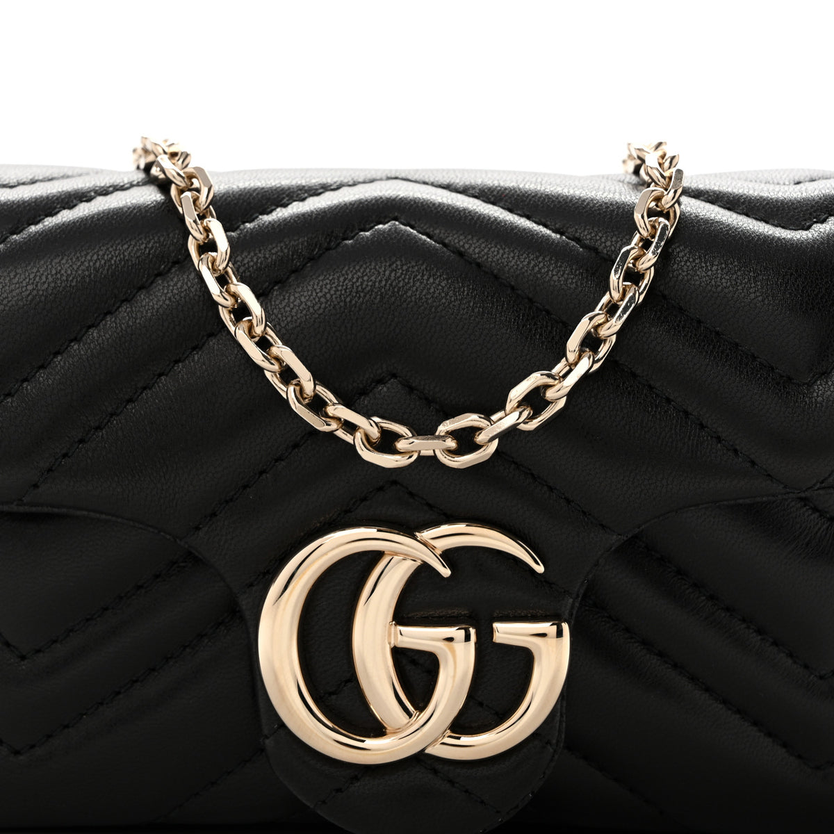 Lambskin Matelasse Mini GG Marmont Shoulder Bag Black