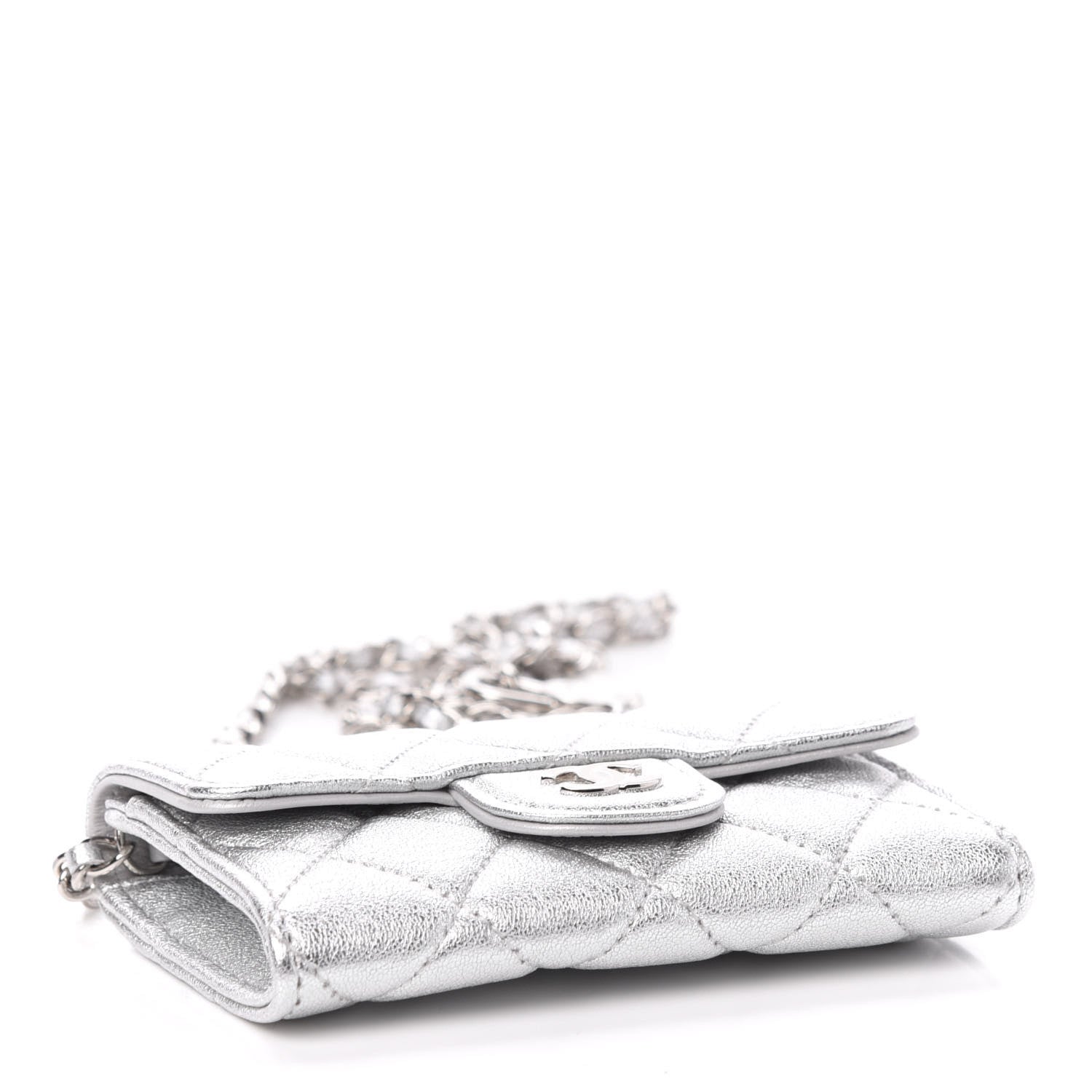Chanel Metallic Lambskin Quilted Belt Bag Silver 4 of 12