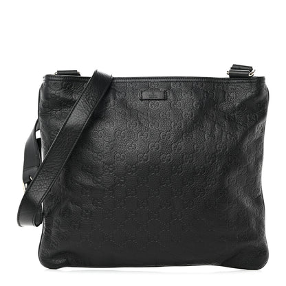 Gucci Guccissima Flat Messenger Bag Black 1 of 12