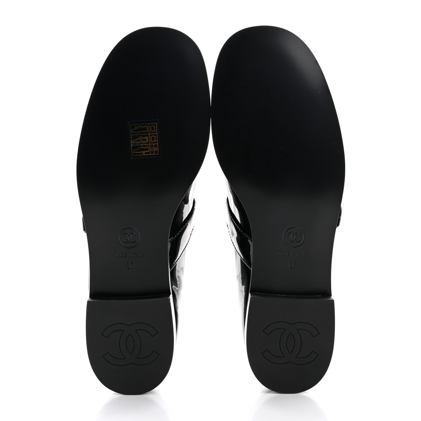 Patent Calfskin Mary Janes Flats 37 Black