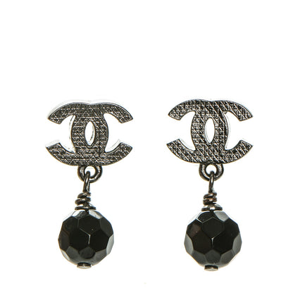 Chanel Ruthenium Bead CC Drop Earrings Black 1 of 5