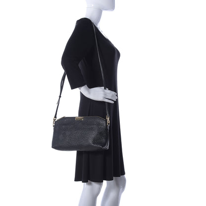 Burberry Signature Grain Calfskin Check Embossed Small Chichester Crossbody Clutch Bag Black 2 of 12