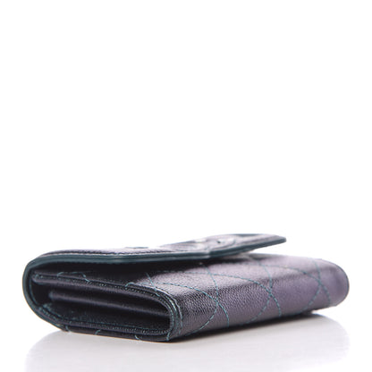 Chanel Iridescent Caviar Quilted Filigree Card Holder Dark Turquoise 4 of 12