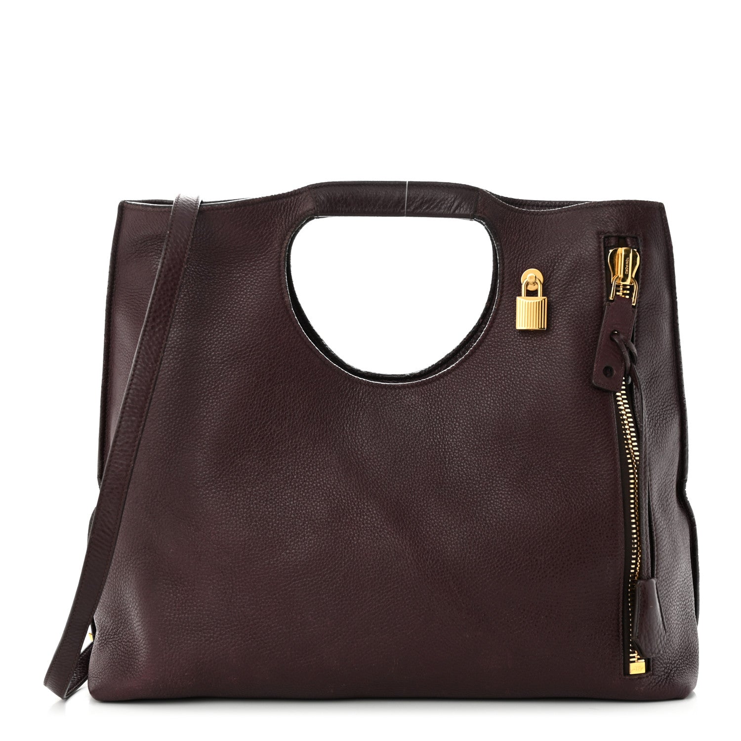 Tom Ford Grained Calfskin Alix Padlock Zip Tote Burgundy 1 of 12