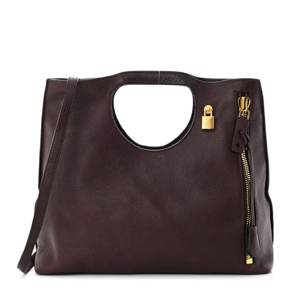 Tom Ford Grained Calfskin Alix Padlock Zip Tote Burgundy 1 of 12