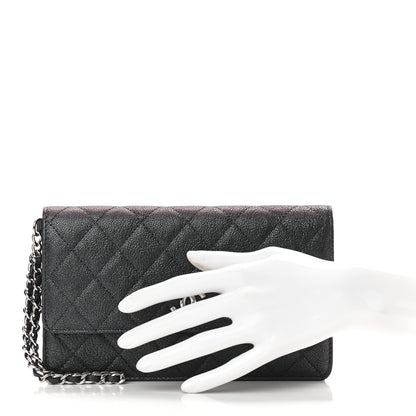 Chanel Iridescent Caviar Quilted Classic Pouch Clutch Black 2 of 13