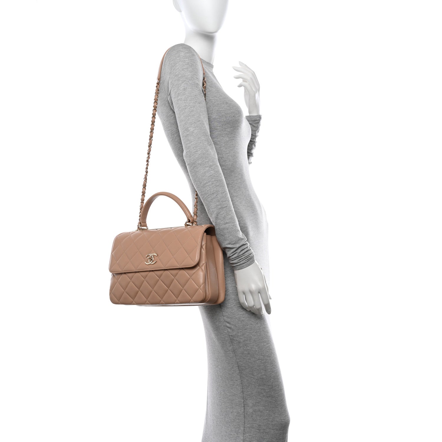 Chanel Lambskin Quilted Medium Trendy CC Flap Dual Handle Bag Beige 2 of 11