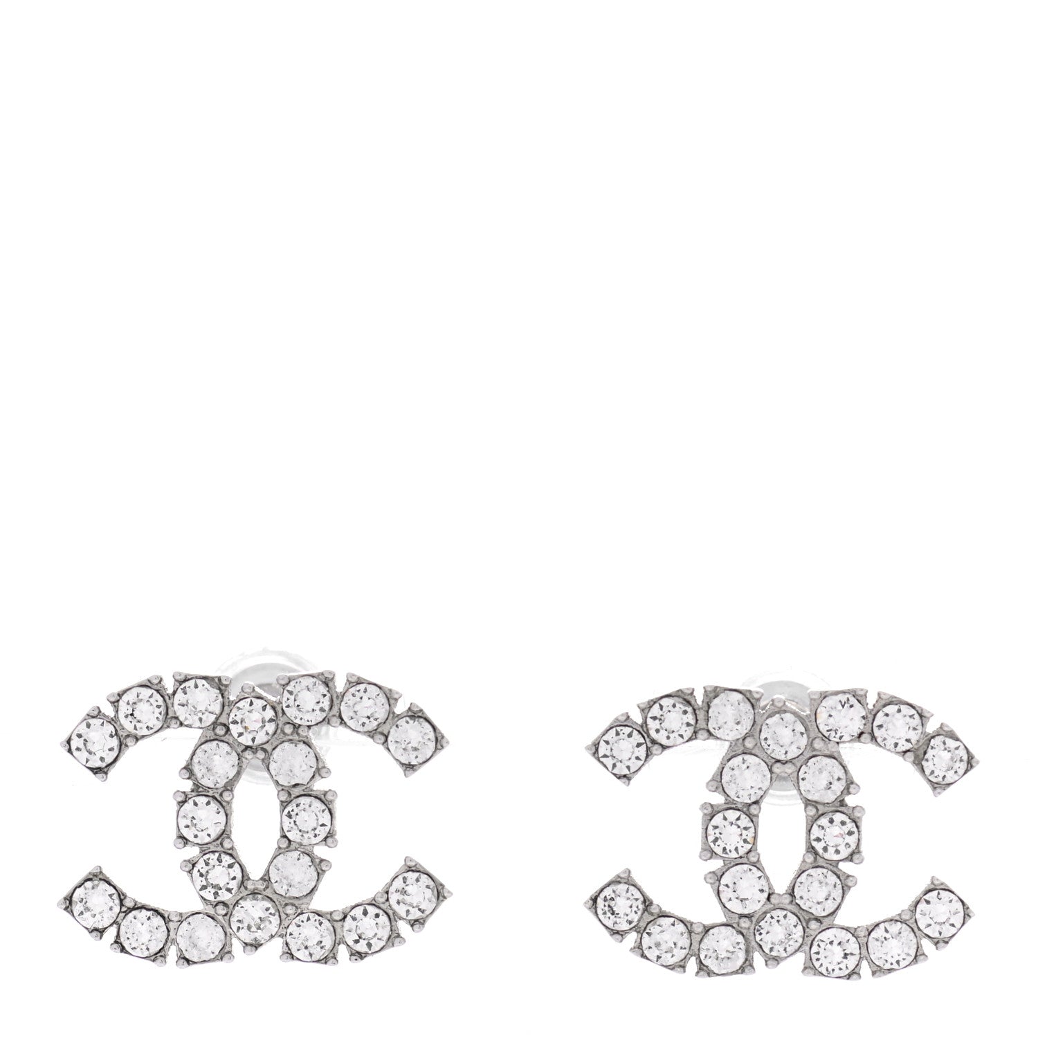 Chanel Crystal CC Earrings Silver 1 of 5